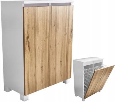 Zdjęcie produktu dla KOMODA ŁAZIENKOWA 60 kosz z koszem na pranie dąb wotan 60cm