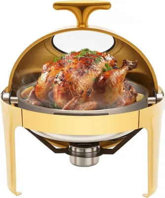 Produktbild von Edelstahl Chafing Dish Buffet Set, 6L Warmhaltebehälter Buffetwärmer, Tischmodell Speisenwärmer Wärmebehälter mit Speisenwanne, für Buffets, Hochzeiten, Partys, Bankette