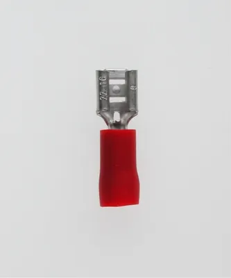 Produktbild von Flachsteckhülsen DIN 46245, Steckgröße 4,8 x 0,8mm isoliert, mit Isolationscrimp Querschnitt 0,5mm² - 1,5mm² rot - 1