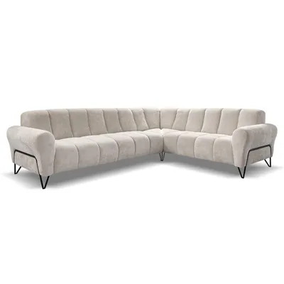 Produktbild von Beautysofa Ecksofa 295 cm, Moderne Couch, Sofa mit Schwarzen Metallbeinen - Seitenausführung: links, Polsterecke, VOLARE L - Form Creme Storm 02