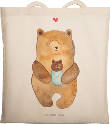 Produktbild von Mr. & Mrs. Panda Einkaufstasche Bär Baby - Transparent - Geschenk, Teddy, Mutter, Geburt, Jutebeutel, Nichte, Beutel, Geburtstag, Tasche, Schultasche, Shopping