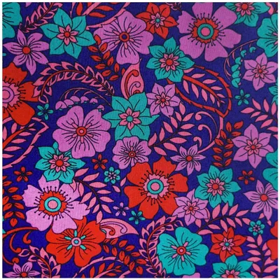 Baumwoll-Stoff Blumen ab 1m x 148 cm Popeline Fahnentuch Sommerstoff Oeko-Tex marine
