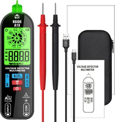 Produktbild von BSIDE Handheld-Digitalmultimeter, elektrischer Teststift, professioneller Spannungswiderstand, Diodentester, Live-Draht-Erkennungsmessgeraet mit automatischer Abschaltung und Taschenlampenfunktion