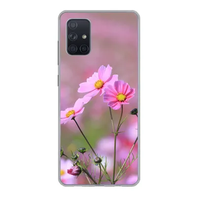 Produktbild von MuchoWow® Handyhülle Schutzhülle Hülle für Samsung Galaxy A51 Blumen - Draußen - Rosa Silikon Softcase Handy Hülle - Schutzabdeckung