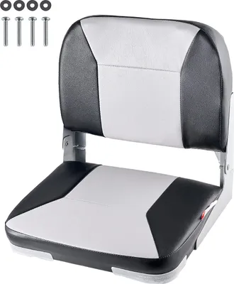 Produktbild von VEVOR 1 Stk. Bootssitz Bootsstuhl mit niedriger Rückenlehne klappbarer Fischerbootsitz mit dickem Schwammkissen & wasserdichtem PVC-Leder, Scharniere aus Aluminiumlegierung, Schwarz & Grau