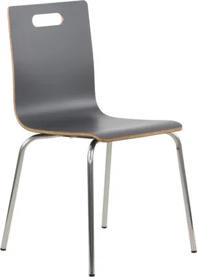 Image de Chaise de conférence fixe WERDI A, dossier et assise en contreplaqué laminé, structure en acier inoxydable, gris