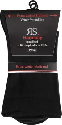 Produktbild von 2 Paar Socken Baumwolle Herren extra weit breit ohne Gummi RS Harmony schwarz Gr. 43/46