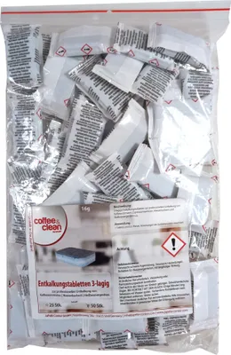 Produktbild von 50 Entkalkungstabletten 3-lagig 16g für Bosch DeLonghi Jura Melitta Saeco Siemens