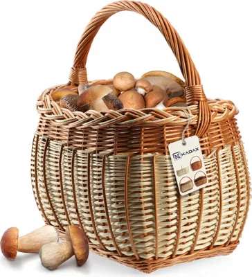Zdjęcie produktu dla KADAX Kosz Wiklinowy Koszyk Na Grzyby Zakupy Piknik Owoce z Wikliny Duży Eko