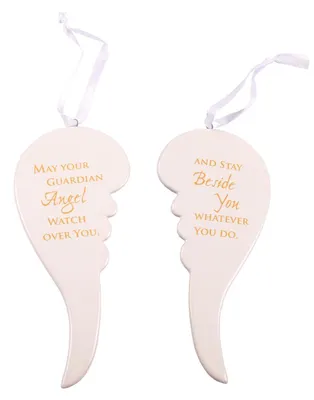 Produktbild von Deko-Anhänger Engelsflügel 17cm Schutzengel Glücksbringer Geschenkanhänger weiß