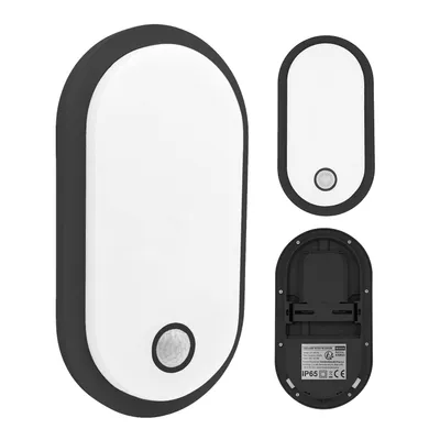 Produktbild von Maclean LED-Leuchte mit Bewegungsmelder PIR-Sensor schwarz 10 W/15 W/18 W, IP65 einstellbare Farbtemperatur 3000/4000/6000 K MCE534 B
