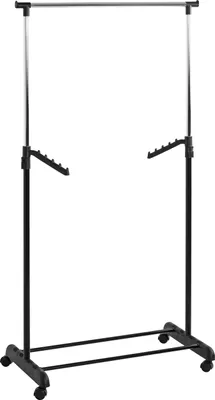Produktbild von HAKU Rollgarderobe chrom, schwarz - Kunststoff, Metall, B/H/T: 81x100-177x42 cm