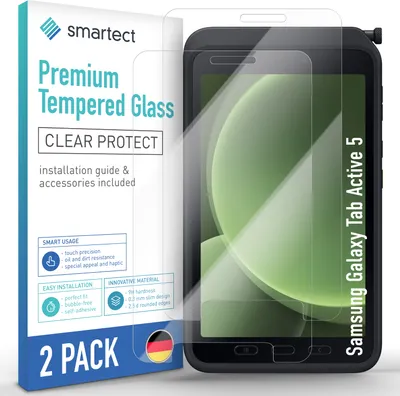 Produktbild von 2x Schutzglas Panzerfolie Klar für Galaxy Tab Active 5 Displayschutz Hartglas