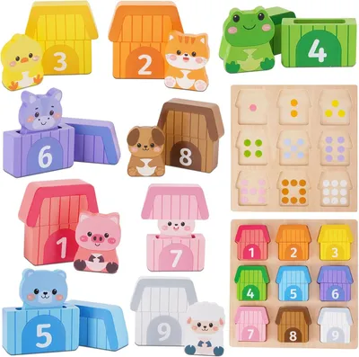 Obrázok produktu pre Montessori drevené hračky vhodné od 1 roka – puzzle s farmárskymi zvieratkami a triediaca hra s číslami – vzdelávacia hračka rozvíjajúca motoriku pre deti od 1 roka