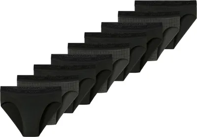 Produktbild von uncover by Schiesser 9er Pack Baumwolle Rio Slip / Unterhose Moderne Rio Slips, Perfekt für jeden Tag, Mit coolem Muster schwarz L