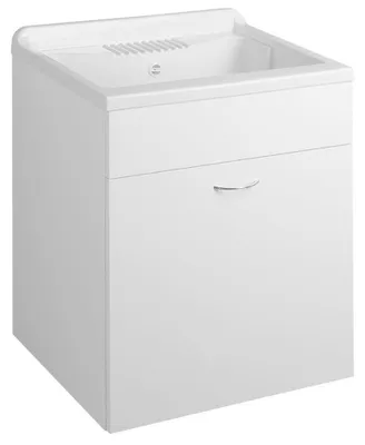 Produktbild von Aqualine Waschbecken aus Kunststoff mit Unterschrank 60x50 cm, inklusive Siphon