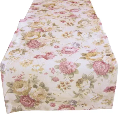 Produktbild von Tischläufer CHLOE Rosen Blüten Jacquard Polyester 40 x 150 cm