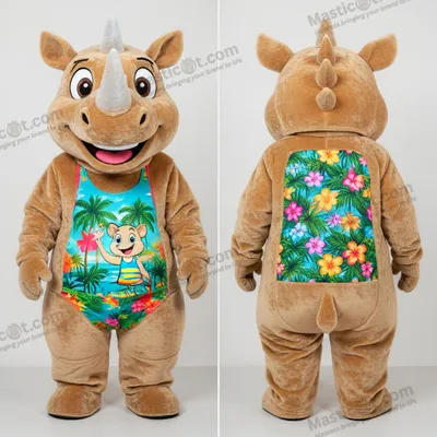 Image de Rhinocéros mascotte MASTICOT en peluche