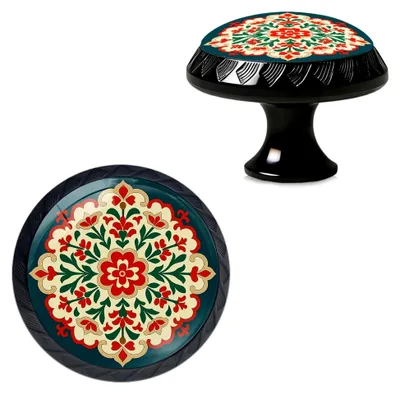 Produktbild von Schubladengriffe mit floralem Kunst-Design, Acryl, runde Schubladengriffe für Kommoden, Schränke, Türen, 4 Stück