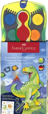 Produktbild von FABER-CASTELL 125013 CONNECTOR Farbkasten - 12 Farben, inkl. Deckweiß, Dino