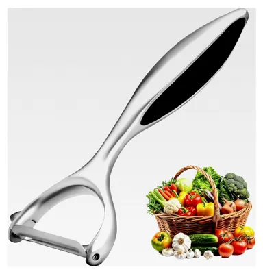 Produktbild von Spargelschäler aus Edelstahl, Y-Gemüseschäler mit scharfer Klinge und rutschfestem Griff, ergonomischer Schäler, geeignet für verschiedene Gemüse und Früchte