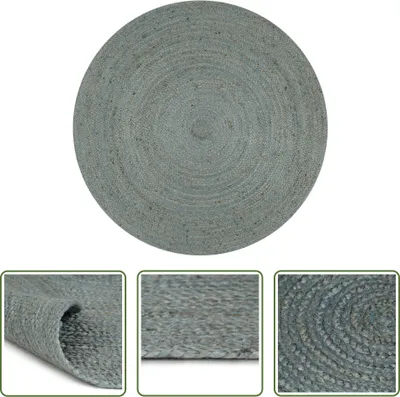 Produktbild von The Living Store Teppich Handgefertigt Jute Rund 150 cm Olivgrün