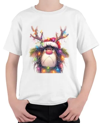 Produktbild von Rudolf Rentier Lichterkette Weihnachten niedlich Cartoon Geschenk Kinder T-Shirt, Weiß, 116