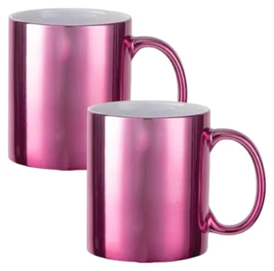 Produktbild von Plottermarie Sublimationsrohlinge Sublimations-Tassen für personalisierte Geschenkideen – Sublimationsrohlinge, Fotogeschenke, Personalisierung & DIY Glanz Tassen Subli Pink 2er Set