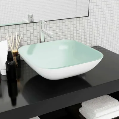 Immagine prodotto di vidaXL Lavabo in vetro 42x42x14 cm Bianco