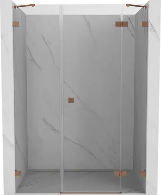Image de Mexen Lunar Porte de douche suspendue droite 160 cm, transparente, cuivre brossé - 834S-160-050-65-00-P