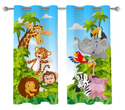 Produktbild von Fertige Kindervorhänge 90x210cm - Safari