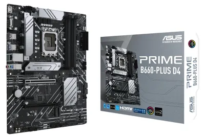 Image de ASUS PRIME B660-PLUS D4 - Carte mère - ATX - LGA1700 socket - chipset B660 - USB 3,2 Gen 1, USB 3,2 Gen 2, USB-C Gen 2x2 - 2,5 Gigabit LAN - Carte graphique embarquée (CPU requis) - HD Audio (8 canaux) (90MB18X0-M1EAY0)