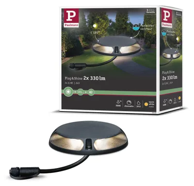 Image de Paulmann Plug & Shine LED Luminaire apparent au sol Blanc chaud Spot simple Double émission lumineuse, 180