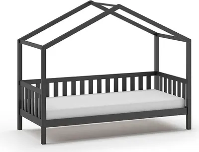 Produktbild von Hausbett Kapua 210x97x170 Kinderbett Massivholz Anthrazit