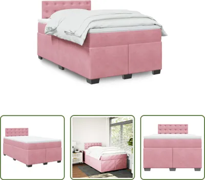 Produktbild von The Living Store Boxspringbett mit Matratze Rosa 120x200 cm Samt