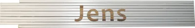 Produktbild von Zollstock Jens 2 m Buchenholz weiß mit gelaserter Beschriftung, Genauigkeitsklasse 3