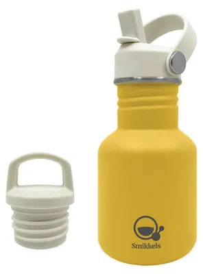 Image de Smikkels Gourde en acier inoxydable Enfant jaune 350ml - Gourde d'école durable