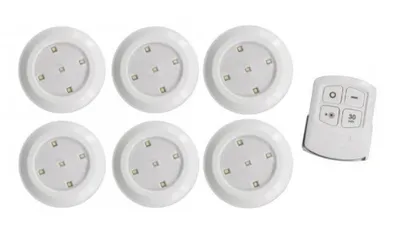 Obrázek produktu pro Bezdrátová Led Svítilna, Na Baterie, 6 Ks + Dálkový Ovladač
