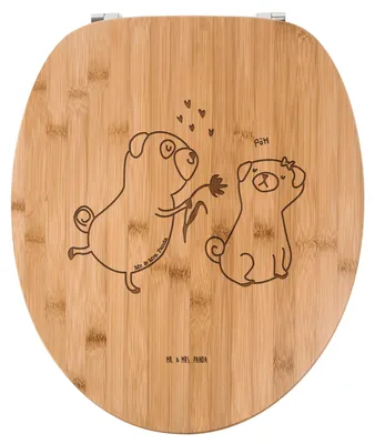 Produktbild von Mr. & Mrs. Panda Klodeckel Mops Verliebt - Transparent - Geschenk, Liebe, Hundebesitzer, Toilettenbrille, WC Brille, Hund, Klositz, Klobrille, Knuffig, WC-Brille, Partner