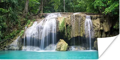 Produktbild von MuchoWow® Poster Wasser - Wasserfall - Bäume 120x60 cm - Bild