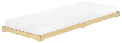 Produktbild von Überlanges Niederflurbett niedriges Holzbett 100x220 Kiefer klar lackiert V-60.47K-10-220Rollrost und Matratze inkl.