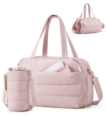 Produktbild von Zweistückiges Sporttaschen-Set für Damen, Yogatasche mit Flaschenhalter, rosa
