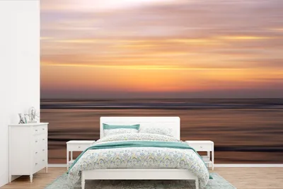 Produktbild von MuchoWow® Fototapete für Wohnzimmer oder Schlafzimmer Wandtapete Vinyl Motivtapete Sonnenuntergang am Meer - 525x350 cm - Das Hintergrundbild