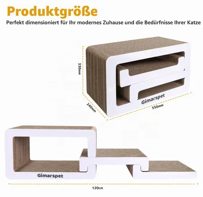 Image de Gimars Tableau à gratter 3 en 1 pour chats XXL – Meuble à gratter élégant en carton ondulé, avec plusieurs niveaux