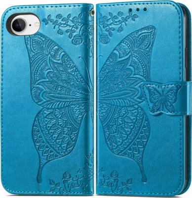 Produktbild von iPhone 16e / 17e Hülle - Coverup Schmetterling Klapphülle - Blau