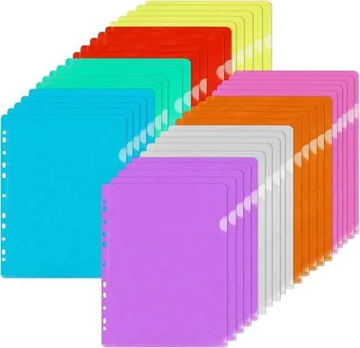 Produktbild von A4-Documenthalter mit 8 Farben - transparent - 11 Locher - Seitenhalter für Büro oder Schule