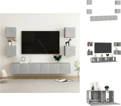 Produktbild von vidaXL 7-tlg. TV-Schrank-Set Betongrau Holzwerkstoff -  TV-Möbel