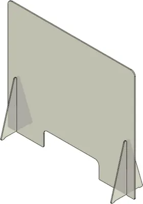 Produktbild von Casa Padrino Kunststoff Trennscheibe mit Durchreiche Transparent 100 x H. 70 cm - Schreibtisch Empfangstheken Theken Spuckschutz   Corona Sicherheitsscheibe