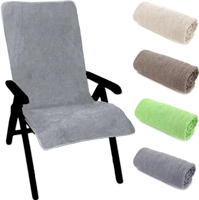 Produktbild von heimtexland ® Hochlehner Stuhlauflage Frottier Gartenstuhl Schonbezug Schwimmbad Sauna Fitnessstudio Hygiene Handtuch Frottee 60 x 130 cm Typ772 Grau