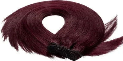 Produktbild von hair2heart Premium Echthaar Tressen zum Einnähen Extensions glatt - 60cm 50g 55/65 hellbraun intensiv violett-mahagoni
